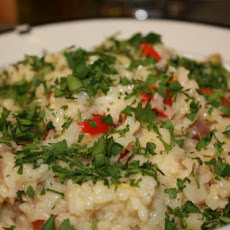 Risotto With Artichoke Hearts, Prosciutto, and Red Bell Pepper