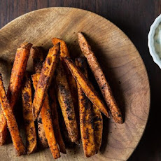 Southwestern Spiced Sweet Potato Fries with Chili-Cilantro Sour Cream