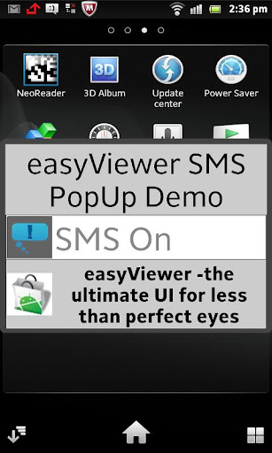 SMS easyViewer pop up display