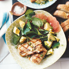 Grilled Mahimahi with Grapefruit, Avocado, and Watercress Salad