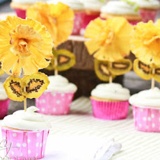 Pina Colada Cupcakes with Fresh Kiwi Frosting