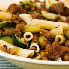 Rustic Pasta Sauce with Hot Italian Sausage, Summer Squash, Onions, and Sage
