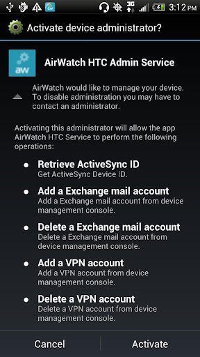 AirWatch HTC Service