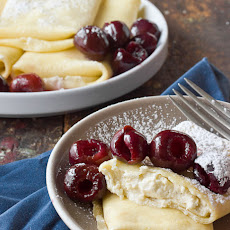 Ricotta Blintzes with Fresh Cherry Sauce