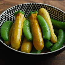 Zucchini and Snap Peas with Sesame Oil and Salt