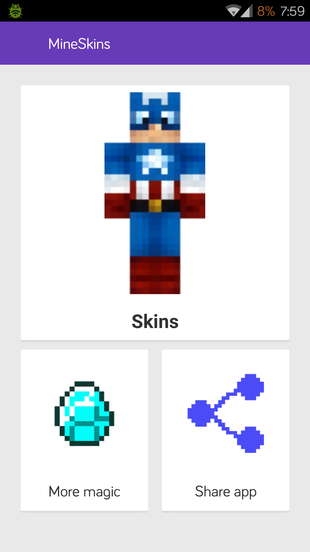 Android application Skins for Minecraft: MineSkins screenshort