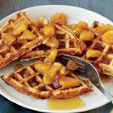 Whole Grain Waffles with Cheddar and Maple-Apple Sauce