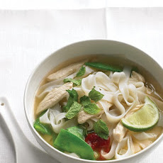 Asian Noodle Soup with Chicken and Snow Peas