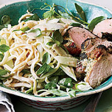 Peanut Noodle Salad with Cucumber and Roast Pork