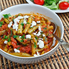 Greek Green Beans in Tomato Sauce with Feta (Fasolakia)
