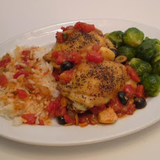 Chicken thighs with olives and basil
