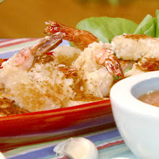 Coconut Shrimp with Curried Tomato, Lime and Roasted Garlic Coulis