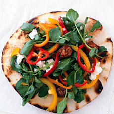 Grilled Chorizo, Goat Cheese, and Watercress Pita Pizzas