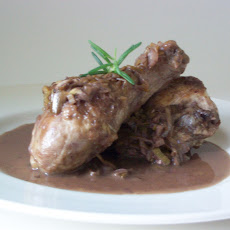 Braised Chicken with Red Wine and Leeks