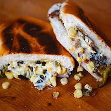 Grilled Cheese Sandwich with Charred Chili and Corn