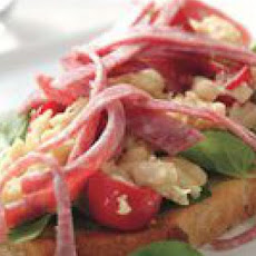 Salami, White Bean and Watercress Crostini