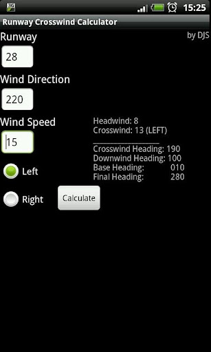 Runway Crosswind Calculator