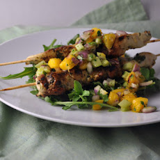 Cilantro Chicken Skewers with Mango Salsa