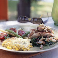 Striped Bass with Fennel over Sautéed Spinach