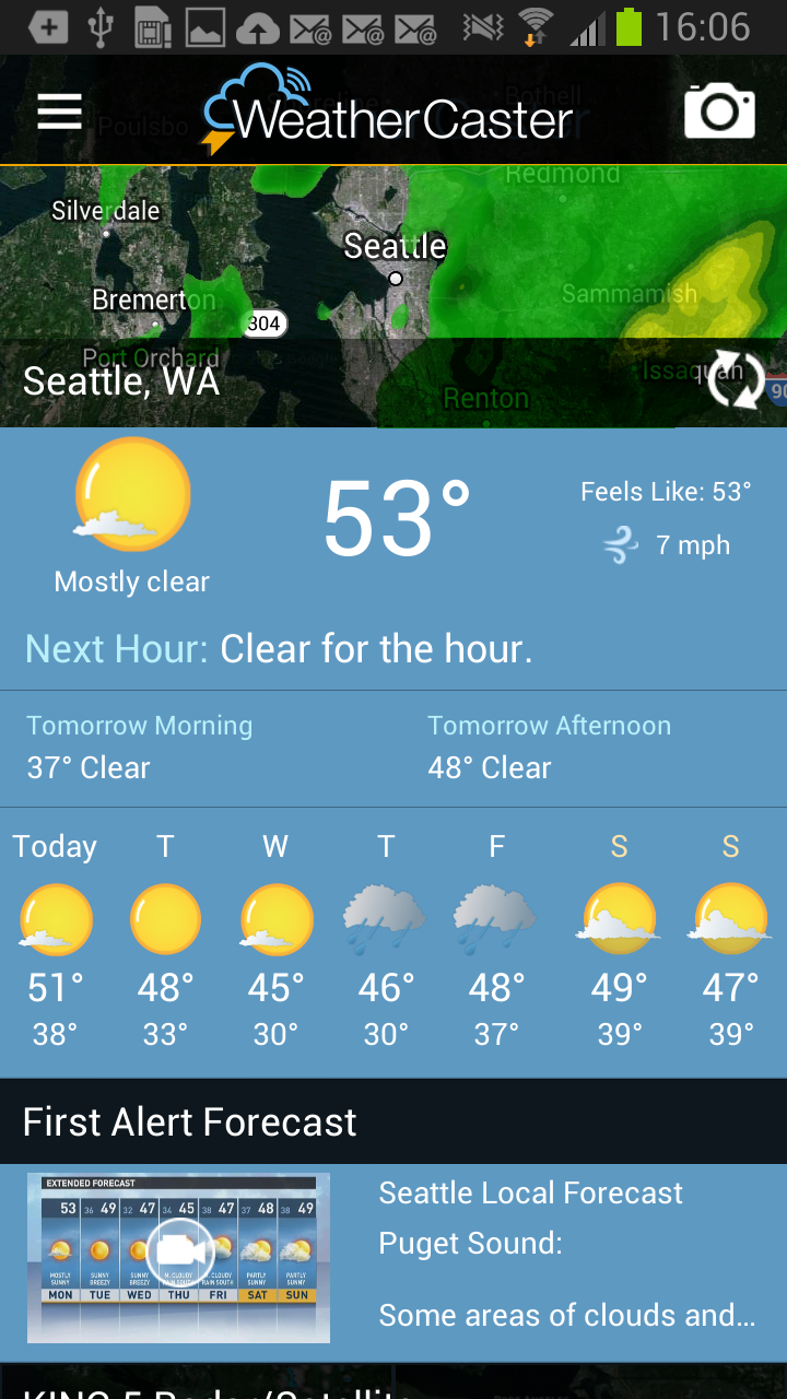 Android application WeatherCaster screenshort