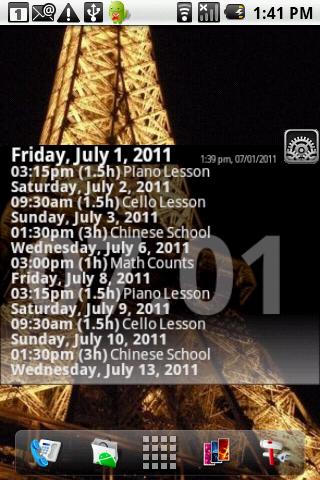 Androidlet Calendar Widget