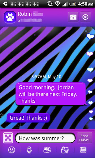 GO SMS PRO Zebra Love Theme V1