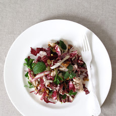 Chicken and Radicchio Salad with Pickled Raisins + Walnuts