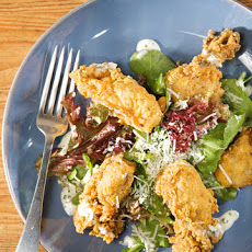Greens with Fried Oysters and Buttermilk Dressing