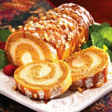 Pumpkin Roll with Crunchy Peanut Butter Cream