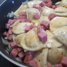 Pan Fried Pierogies With Ham