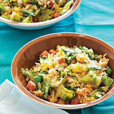 Lettuce Fried Rice with Easter Ham and Eggs