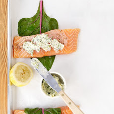 Roasted Salmon Wrapped in Swiss Chard