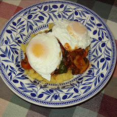 Polenta and Poached Eggs With Spinach and Mushrooms