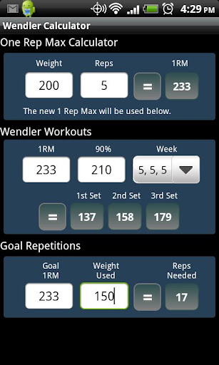 Wendler Calculator