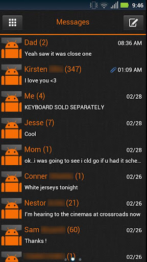 GO SMS Clean Orange Theme