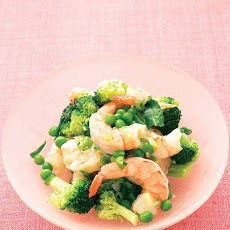 Lemony Sauteed Shrimp with Broccoli and Peas