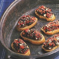 Roasted Red Pepper And Ripe Olive Crostini