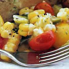 Fall Salad of Corn, Cherry Tomatoes, and Oven-Roasted Green Onions