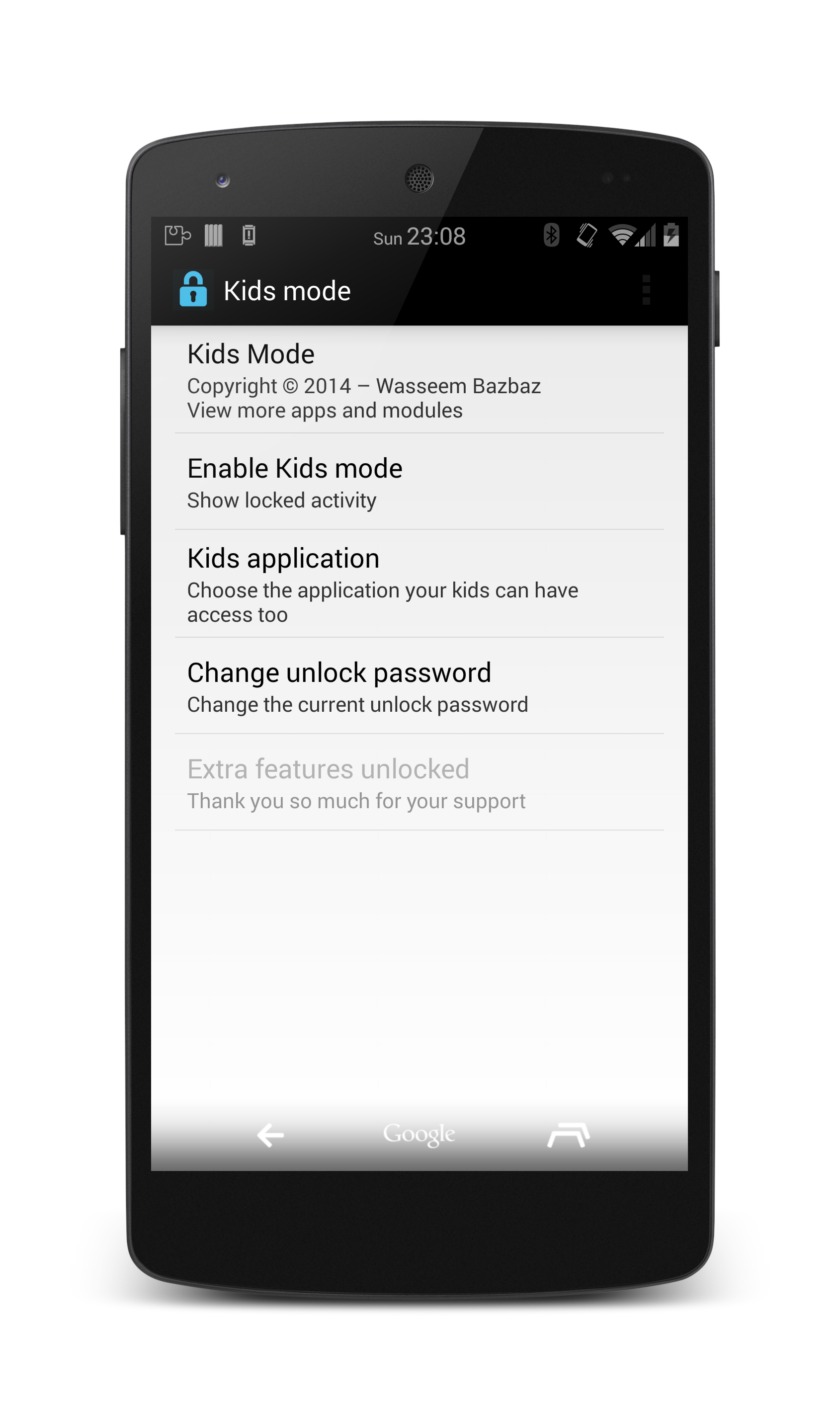Android application Kids Mode Unlocker screenshort