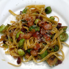 Fettuccine with Brussels Sprouts, Cranberries, and Caramelized Onions