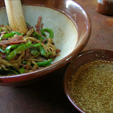 Green Pepper, Ham, and Tofu Skin With Sesame Vinegar