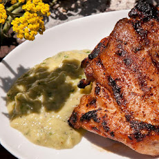Chipotle Grilled Chicken Thighs with Spicy Tomatillo Sauce Recipe