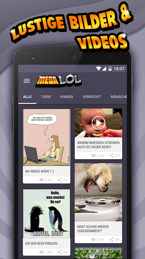 Android application MegaLOL: Funny Videos & Memes screenshort