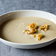 Roasted Garlic Soup with Olive Croutons