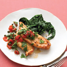 Sauteed Chicken with Tomato Relish and Spinach