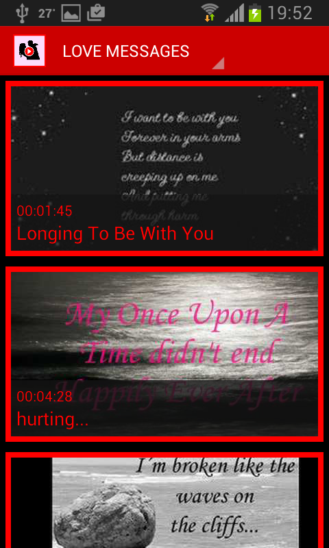 Android application Love video quotes screenshort