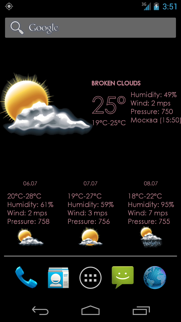 Android application Weather Tab LWP screenshort