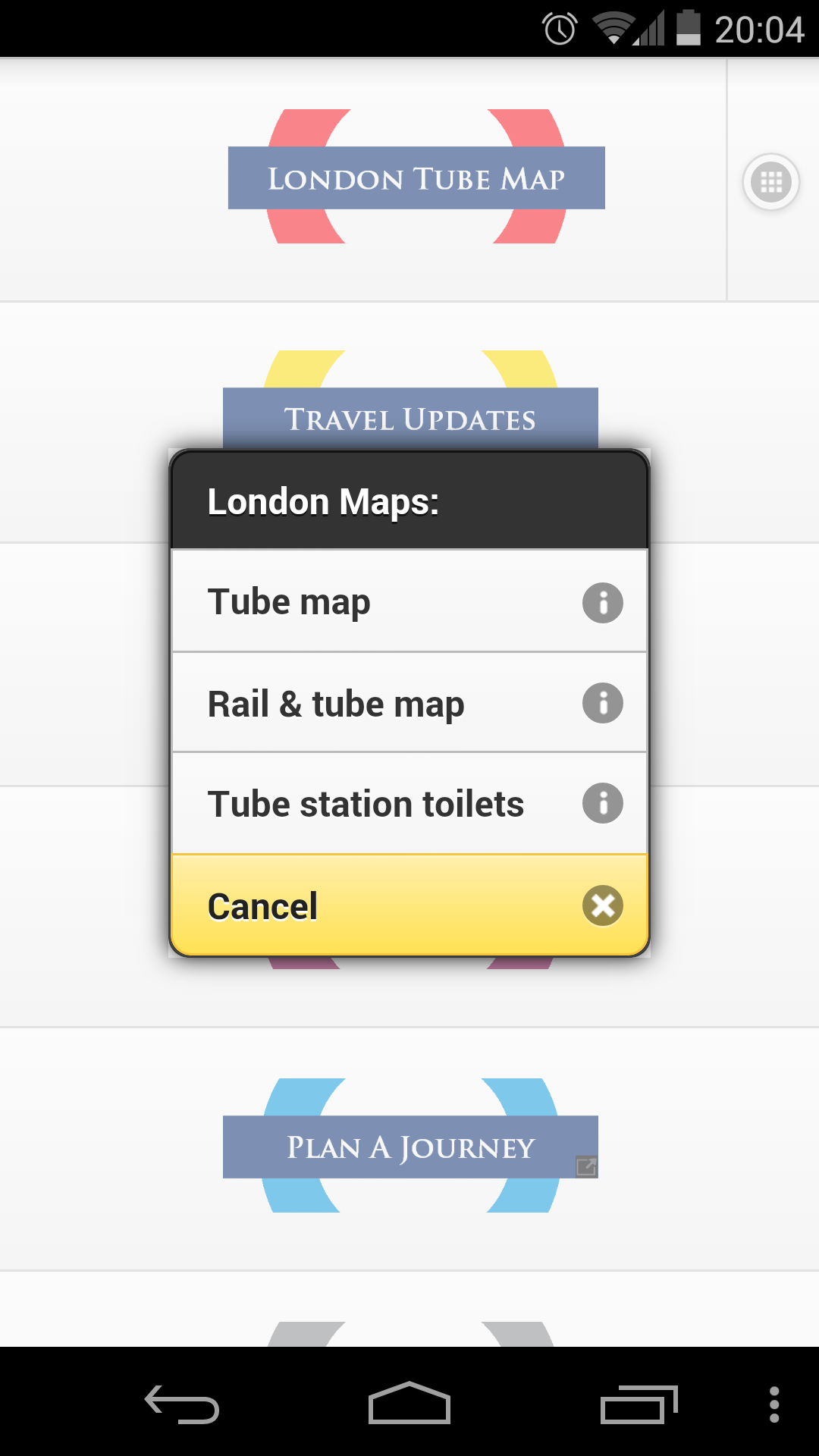 Android application London Transport Planner screenshort