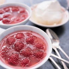 Fresh-Raspberry Gelatin and Whipped Cream