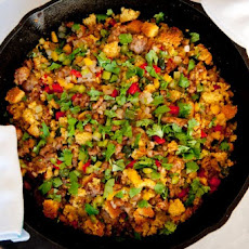 Three-Pepper Sausage Cornbread Dressing Recipe